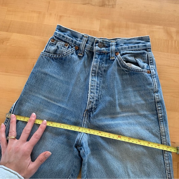 Vintage Levi's Jeans Big E Maroon Logo Tab High Rise Flare 60s 70s Size 23 x 32 - Picture 10 of 12